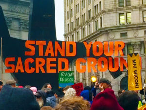 Standing Rocking protest. Stabd your sacred ground.