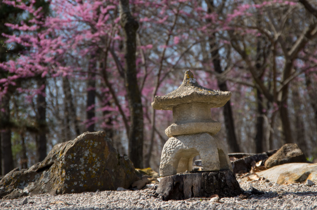 Small stone temple at Osage Forest of Peace