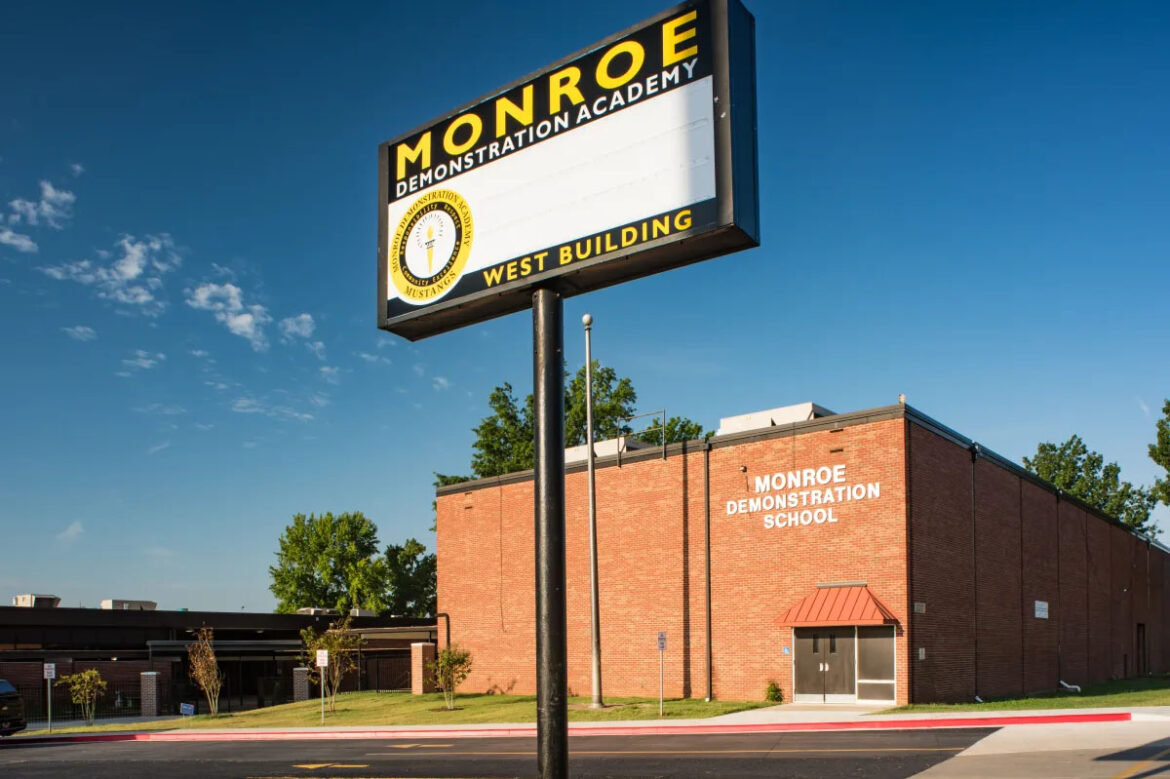 The exterior of the Monroe Demonstration Academy building
